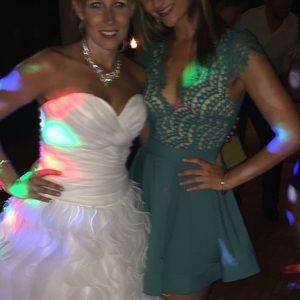 Dress with lace top and skater style skirt